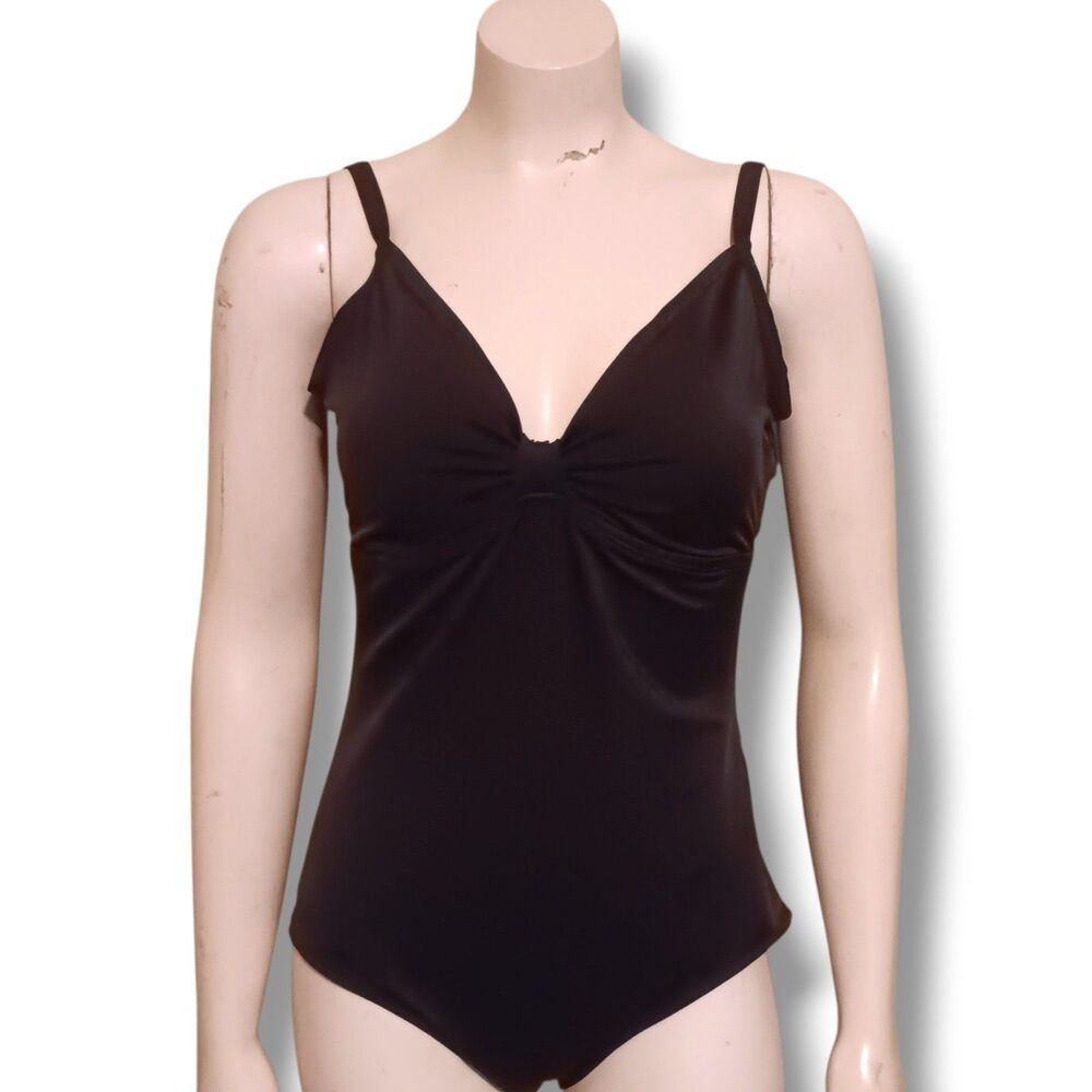Jantzen Classic Knot Front One Piece Swimsuit-Size 14-Tummy Control Panel-Padded